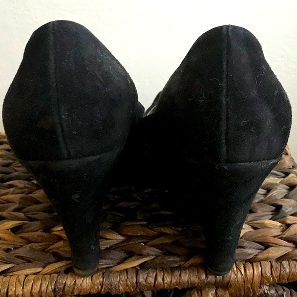Miu Miu Black Suede Peep-Toes Wedge Heels size 38 - Picture 5 of 8